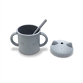 Bicchiere in Silicone con Manico e Cannuccia GREY